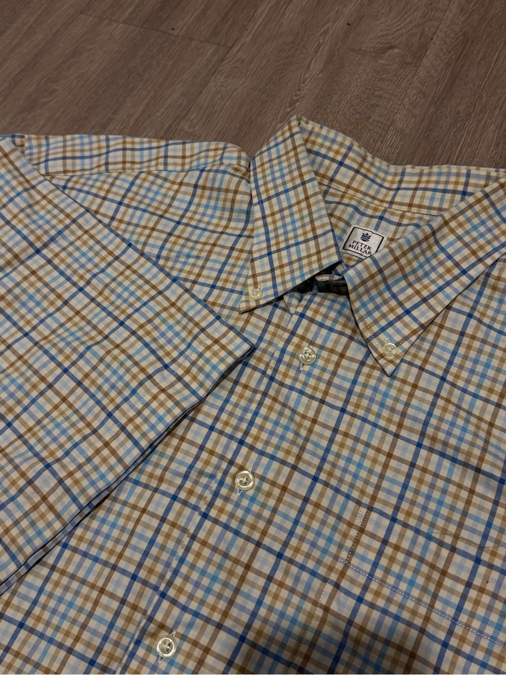 Peter Millar Mens Sz XL Plaid Button Down Shirt 100% Cotton Made in Turkey